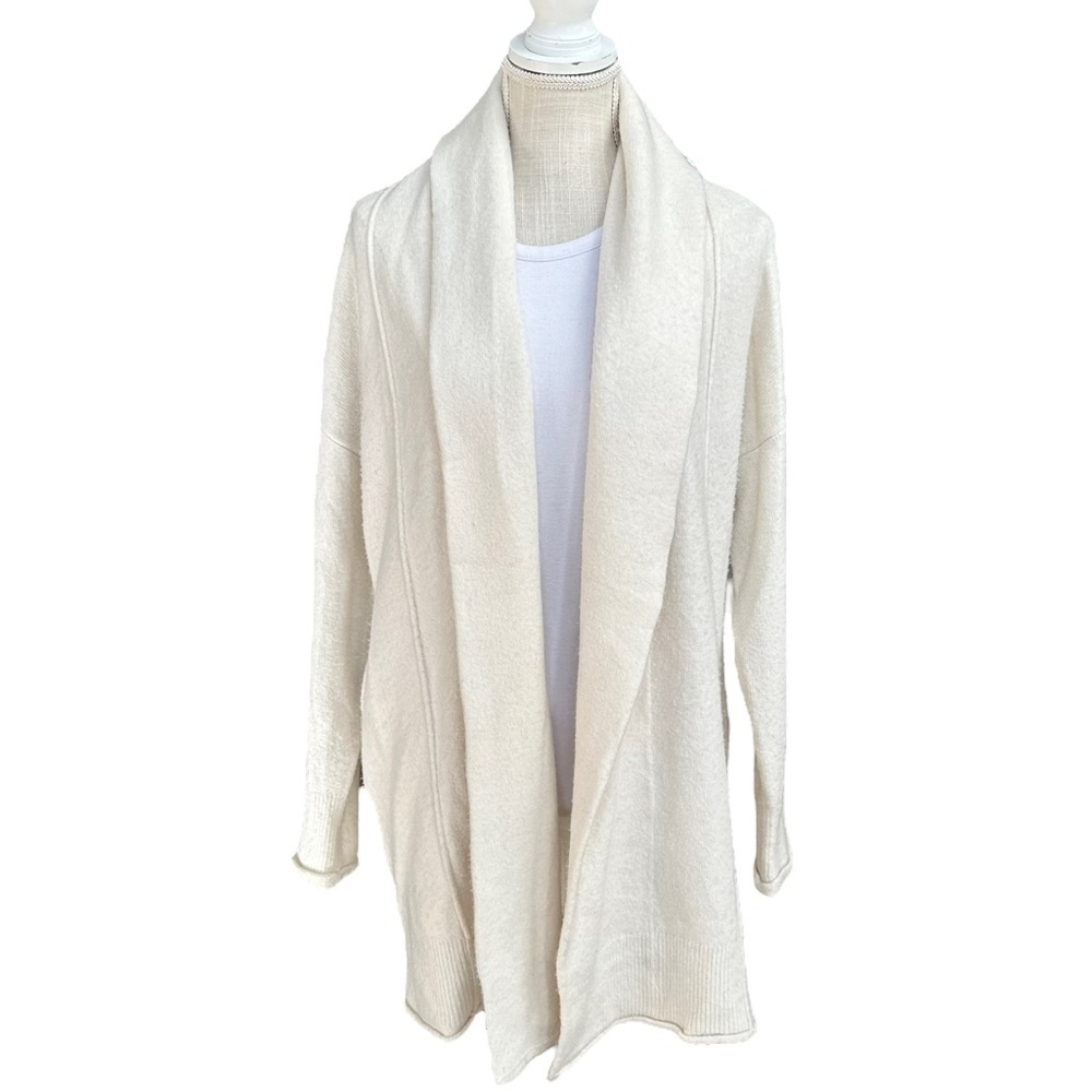 Lou & Gray Cream Open Front Long Sleeve Knitted Wool Cardigan‎ Sweater Size: XS